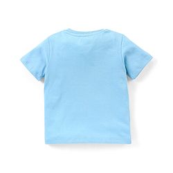 Babyhug Cotton Half Sleeves T-Shirt and Knee Length Shorts Tiger Print - Light Blue & White