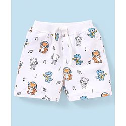Babyhug Cotton Half Sleeves T-Shirt and Knee Length Shorts Tiger Print - Light Blue & White