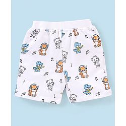 Babyhug Cotton Half Sleeves T-Shirt and Knee Length Shorts Tiger Print - Light Blue & White