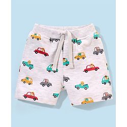Babyhug Terry Cotton Half Sleeves T-shirt and Shorts Car Print - Red & White