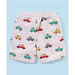 Babyhug Terry Cotton Half Sleeves T-shirt and Shorts Car Print - Red & White