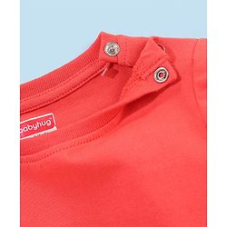 Babyhug Terry Cotton Half Sleeves T-shirt and Shorts Car Print - Red & White