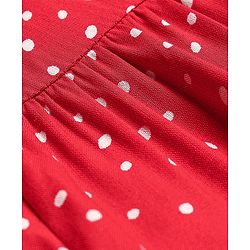 Babyhug 100% Rayon Half Sleeves Top With Corsage Detailing & Dot Print - Red