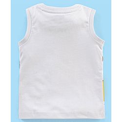 Babyhug Cotton Sleeveless T-Shirt Lion Print- White & Black