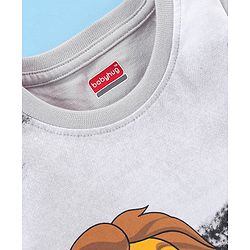 Babyhug Cotton Sleeveless T-Shirt Lion Print- White & Black