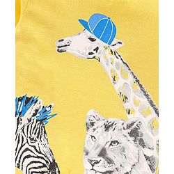 Babyhug Cotton Half Sleeves T-Shirt Wild Animal Print - Yellow