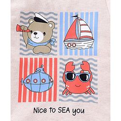 Babyhug Cotton Half Sleeves T-Shirt Bear & Crab Print- Beige