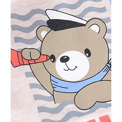 Babyhug Cotton Half Sleeves T-Shirt Bear & Crab Print- Beige