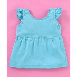 Babyhug 100% Cotton Sleeveless Top and Shorts Set Embroidered - Aqua Blue & White