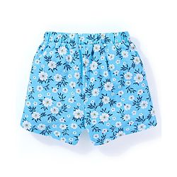 Babyhug 100% Cotton Sleeveless Top and Shorts Set Floral Print - Blue