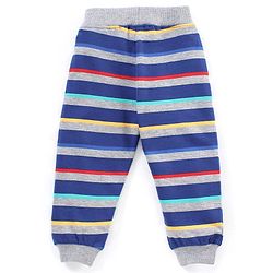 Babyhug Cotton Full Length Lounge Pant Stripes & Number Print Pack of 2- Blue & Grey
