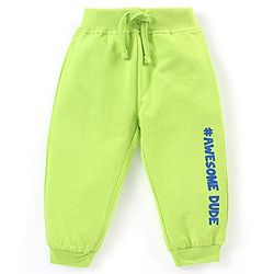 Babyhug Cotton Full Length Text Print Lounge Pants Pack of 2 - Blue & Lime