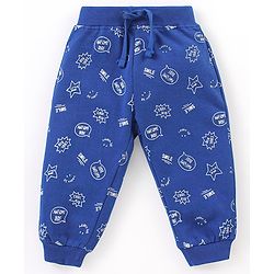 Babyhug Cotton Full Length Text Print Lounge Pants Pack of 2 - Blue & Lime