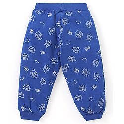 Babyhug Cotton Full Length Text Print Lounge Pants Pack of 2 - Blue & Lime