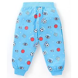Babyhug Cotton Full Length Football Print Lounge Pants Pack of 2 - Blue & Red