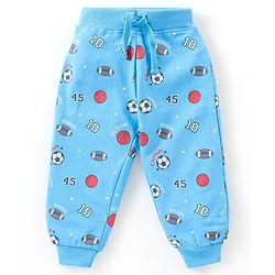 Babyhug Cotton Full Length Football Print Lounge Pants Pack of 2 - Blue & Red