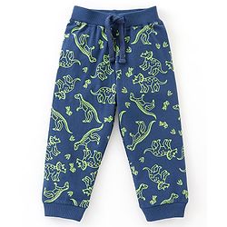 Babyhug Cotton Full Length Lounge Pant Dino Print- Navy Blue