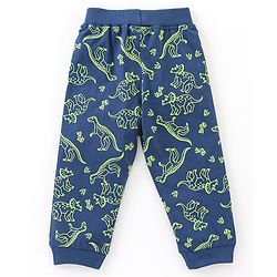 Babyhug Cotton Full Length Lounge Pant Dino Print- Navy Blue