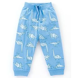 Babyhug Cotton Full Length Lounge Pant Dino Print- Blue