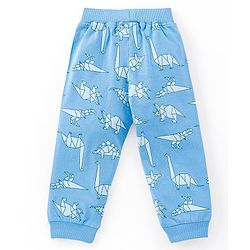 Babyhug Cotton Full Length Lounge Pant Dino Print- Blue