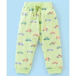 Babyhug Cotton Full Length Lounge Pant Car Print- Lime