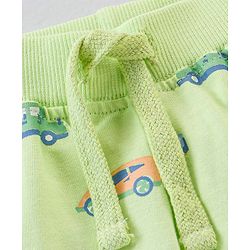 Babyhug Cotton Full Length Lounge Pant Car Print- Lime
