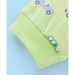 Babyhug Cotton Full Length Lounge Pant Car Print- Lime