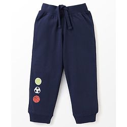 Babyhug Cotton Full Length Lounge Pant Sports Ball Print- Blue