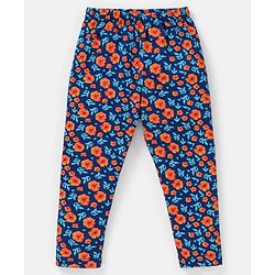 Babyhug Cotton Lycra Knit Full Length Leggings Pack of 5 - Pink & Navy