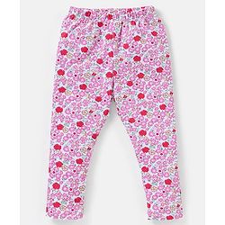 Babyhug Cotton Lycra Knit Full Length Leggings Pack of 5 - Pink & Navy