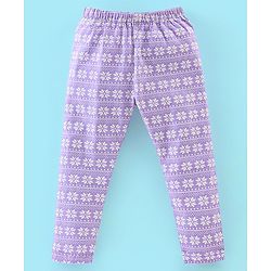 Babyhug Cotton Lycra Knit Full Length Leggings Pack of 5 - Black White & Purple