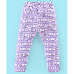 Babyhug Cotton Lycra Knit Full Length Leggings Pack of 5 - Black White & Purple