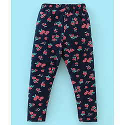 Babyhug Cotton Lycra Knit Full Length Leggings Pack of 5 - Black White & Purple