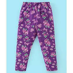 Babyhug Cotton Lycra Knit Full Length Leggings Pack of 5 - Black White & Purple