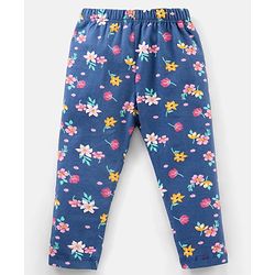 Babyhug Cotton Knit Full Length Leggings Floral Printed Pack of 3 - Yellow Blue & Red