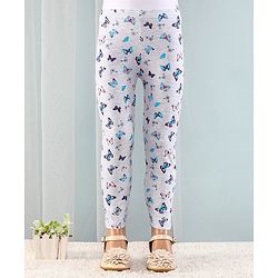 Babyhug Cotton Lycra Full Length Butterfly Printed Leggings - Grey