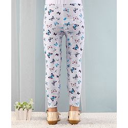 Babyhug Cotton Lycra Full Length Butterfly Printed Leggings - Grey