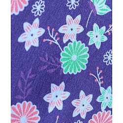 Babyhug Cotton Lycra Full Length Floral Printed Leggings - Navy Blue