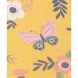 Babyhug Cotton Lycra Full Length Floral Printed Leggings - Yellow