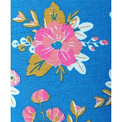 Babyhug Cotton Lycra Full Length Floral Printed Leggings - Blue