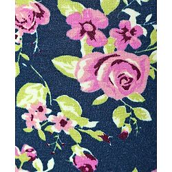 Babyhug Cotton Lycra Full Length Floral Printed Leggings - Navy Blue