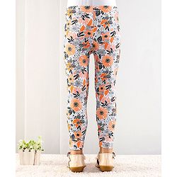 Babyhug Cotton Lycra Full Length Floral Printed Leggings - Grey