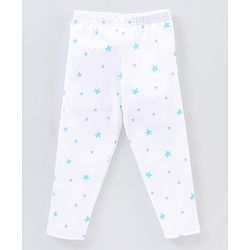 Babyhug Cotton Elastic Knit Full Length Leggings Star Print Pack of 3 - White