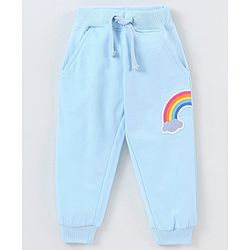Babyhug Cotton Full Length Lounge Pant Rainbow Print - Blue