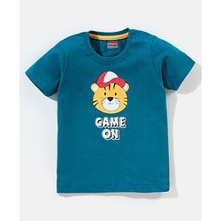 Babyhug Cotton Half Sleeves T-Shirt With Game on Print - Blue