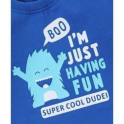 Babyhug Cotton Half Sleeves T-Shirt With Text Print - Blue