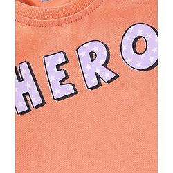 Babyhug Cotton Half Sleeves T-Shirt With Hero Print - Orange