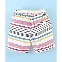 Babyhug Cotton Jersey Knitted Knee Length Shorts Striped - White