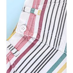 Babyhug Cotton Jersey Knitted Knee Length Shorts Striped - White