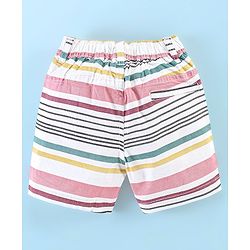 Babyhug Cotton Jersey Knitted Knee Length Shorts Striped - White